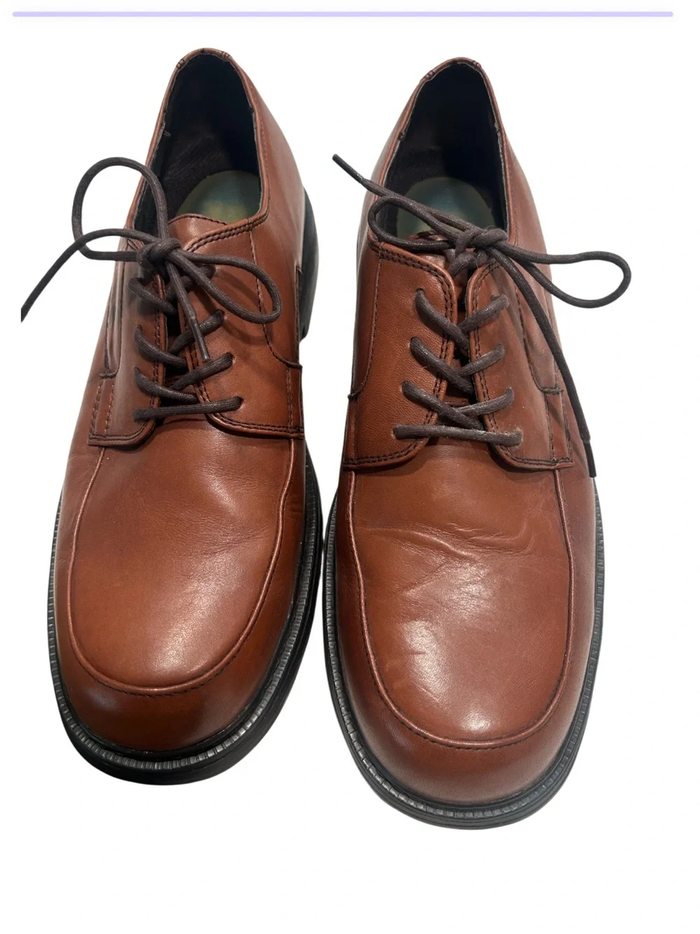 Nunn Bush Men's Brown Leather Comfort Gel Oxford Derby Shoes Size 10
